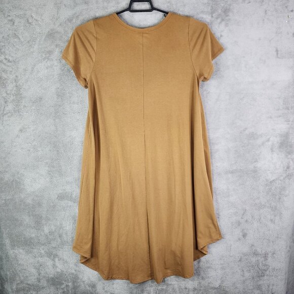 Womens Brown LuLaRoe High-Low Hem Shirt Dress Short Sleeve Crew Neck Size L - Picture 8 of 11